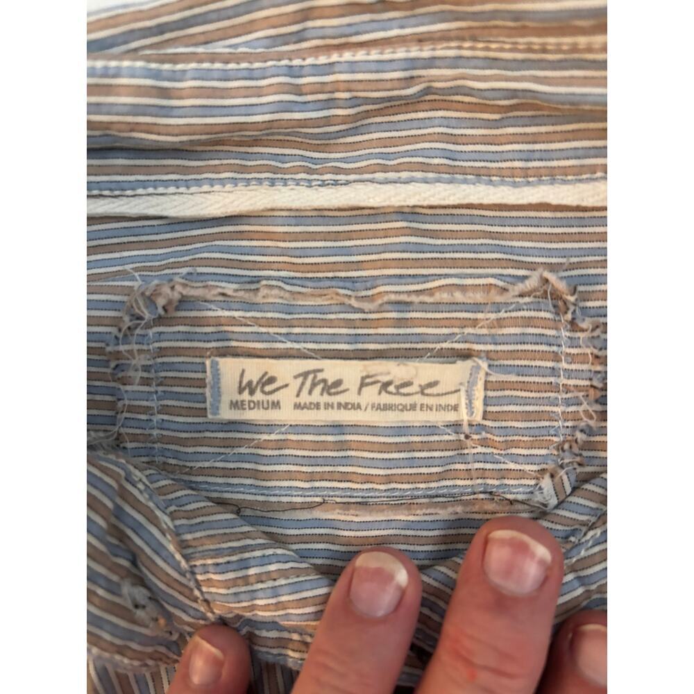 We The Free Cassie striped sleeveless crop shirt M 100% cotton festival academia - Picture 6 of 8